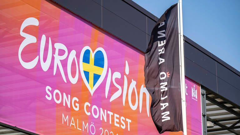 Eurovision banner outside Malmö Arena